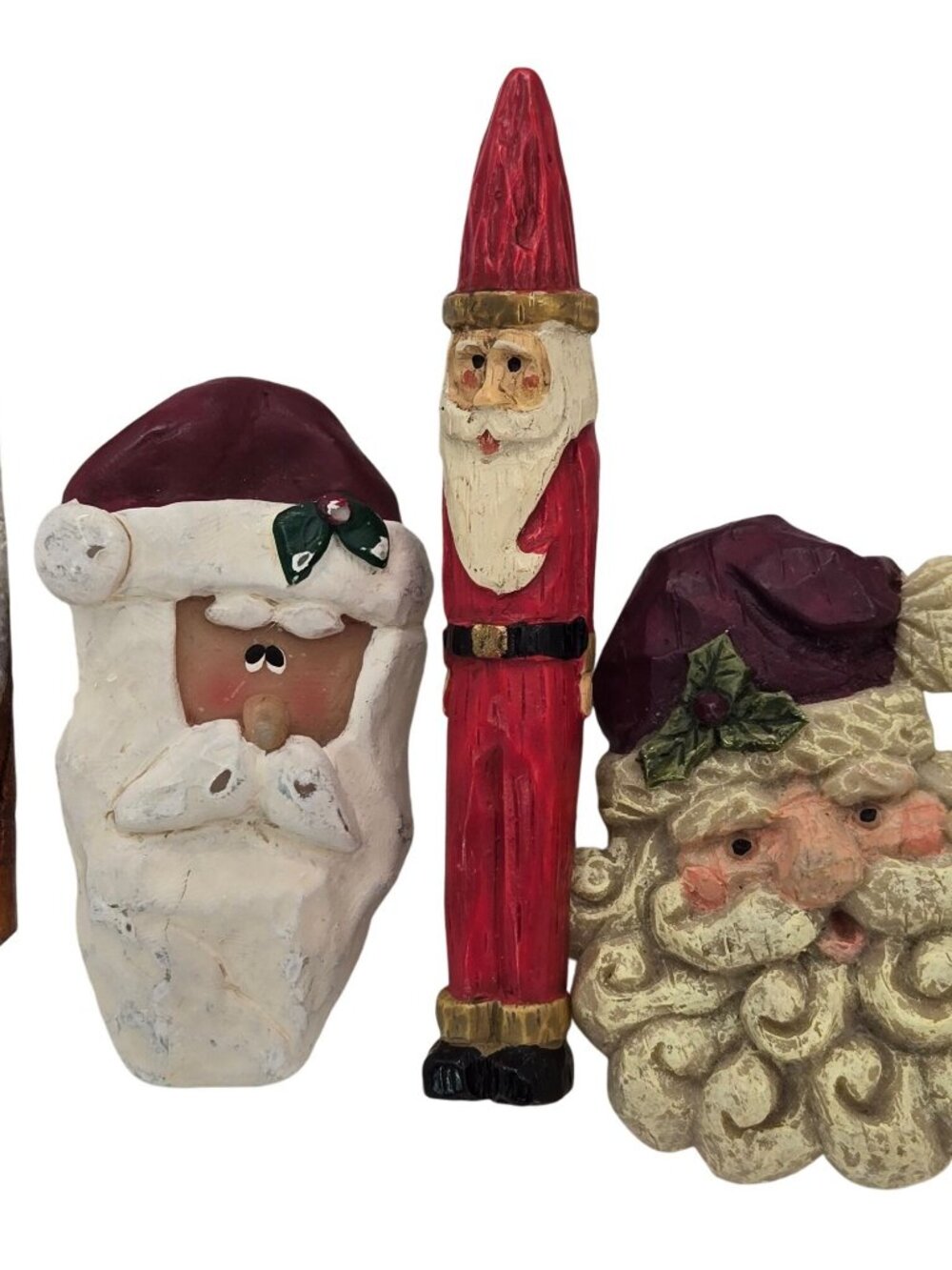 Country Christmas 4PC VTG Brooch Holiday Snowman Santa Ornament Folk Art Pins